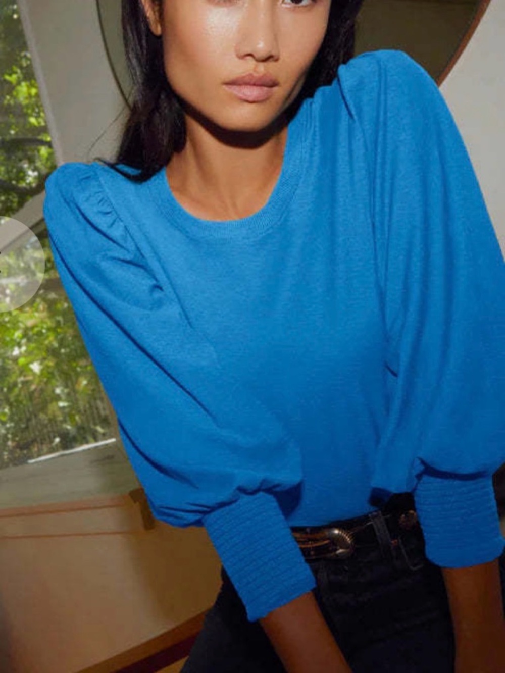 Nation LTD Electric Blue Puff Sleeve Top Size Small